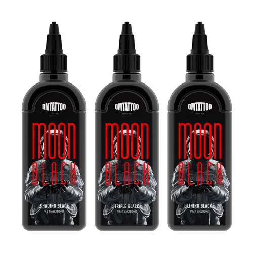 Imagen 1 del producto Tinta de tatuaje negra Triple DM, tinta de tatuaje negra de 9,5 oz, suministros de pigmento de 280ml, tinta de tatuaje Premium negra de larga duración