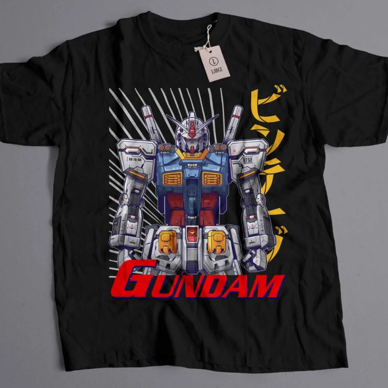 Vintage 90s Anime Mobile Suit Gundam Printed T-shirt Men's and Women's T-shirt Men's Top Sports T-shirt 2026 Summer New Tee