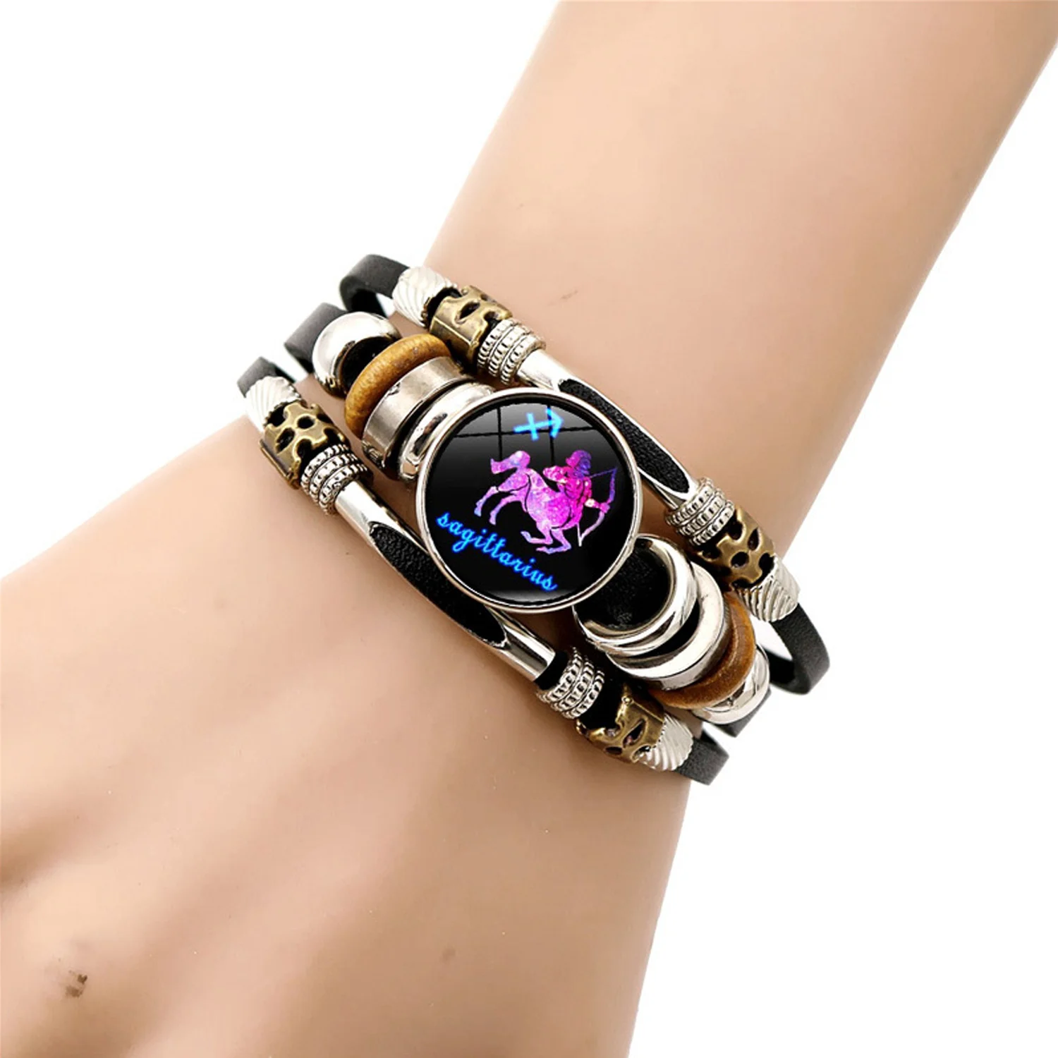 1pc Amazing Grow in the Dark Beaded Luminous  Zodiac Bracelet 12 Constellations Couple Jewelry Students Men Women Gift Wristband