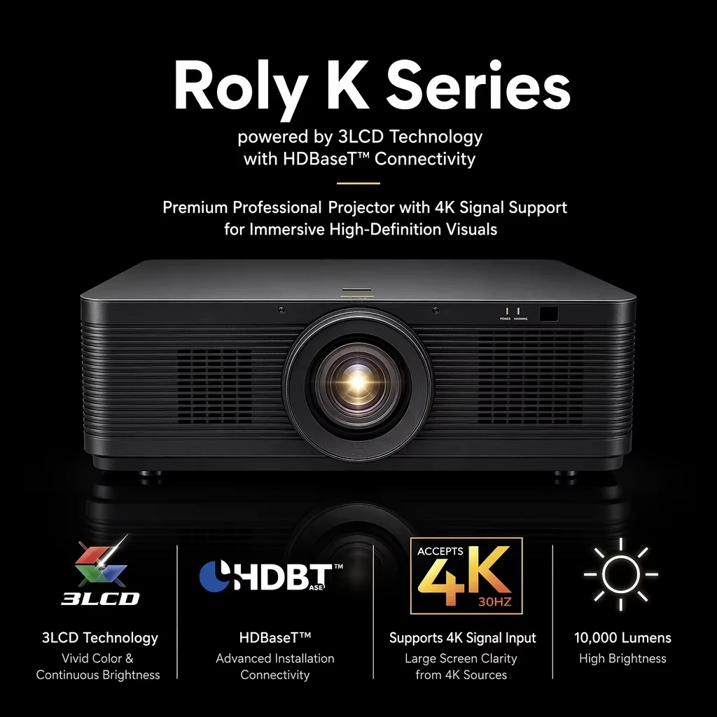For RL-K1 High Brightness Laser Projector 10000 Lumens WUXGA 3LCD Motorized Zoom Lens Shift HDBaseT Curved Screen Large Venue