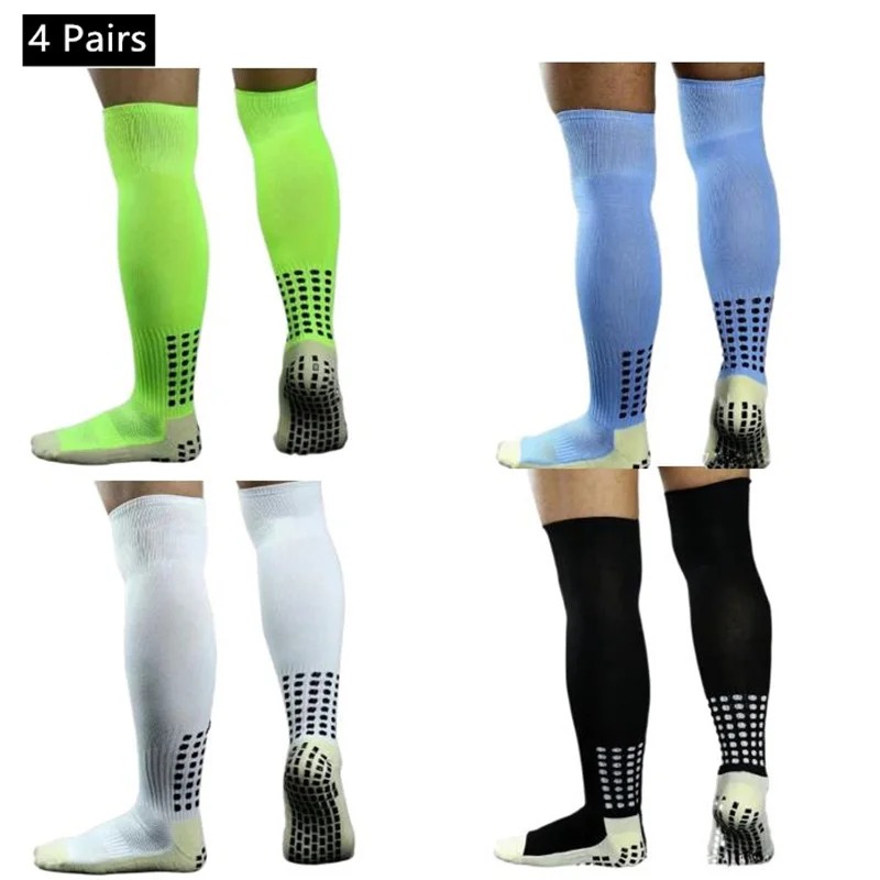 4Pairs Long Football Socks Women Men's Anti Slip Soccer Knee Socks,Non Slip Football/Basketball/Hockey Sports Grip Socks 2025new