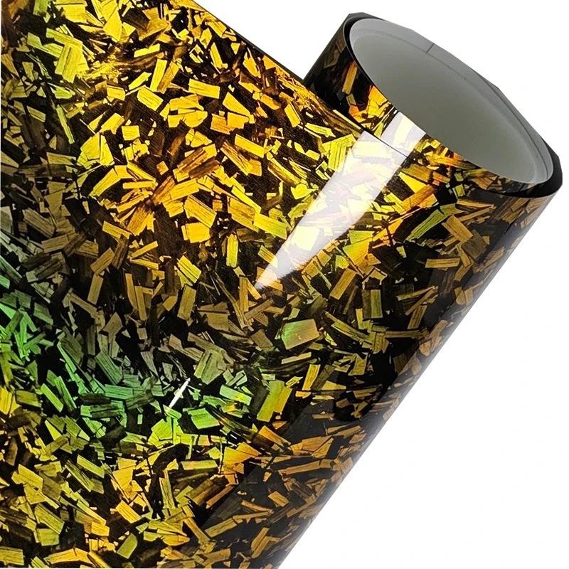 

High Quality PVC Auto Pet Vinyl Film Holographic Fancy Carbon Fiber Gold Car Wrap Roll Color-Changing Self-Healing for Body Wrap