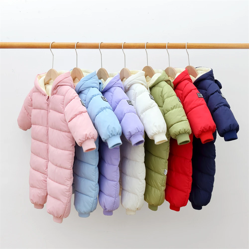 Combinaisons chaudes unisexes pour nouveau-nés, barboteuses d'hiver pour garçons et filles, vêtements pour bébés, combinaison de neige pour tout-petits, optique, document solide