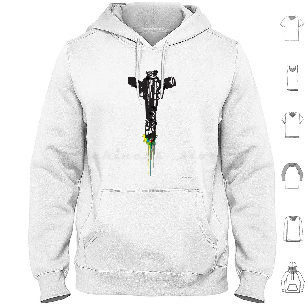 New Religion Hoodies Long Sleeve Cross Blood Color Guns Crucifix Dripping Religous