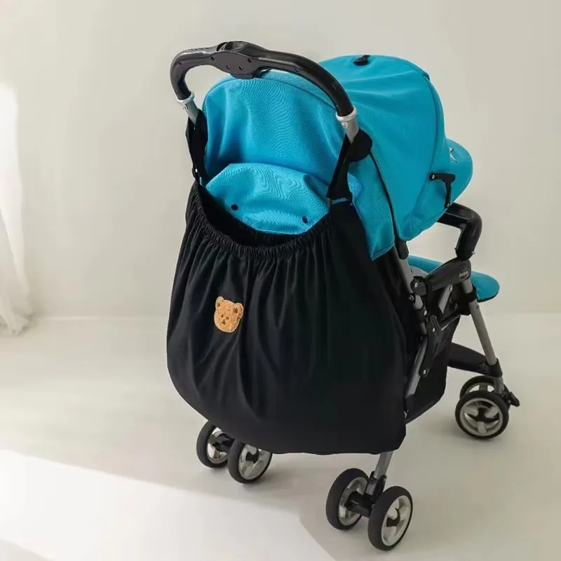 1Pc New Large-Capacity Baby Cart Storage Bag Cute Animals Pattern Elastic Storage Hanging Bag Travel Bottle Diaper Storage Bags