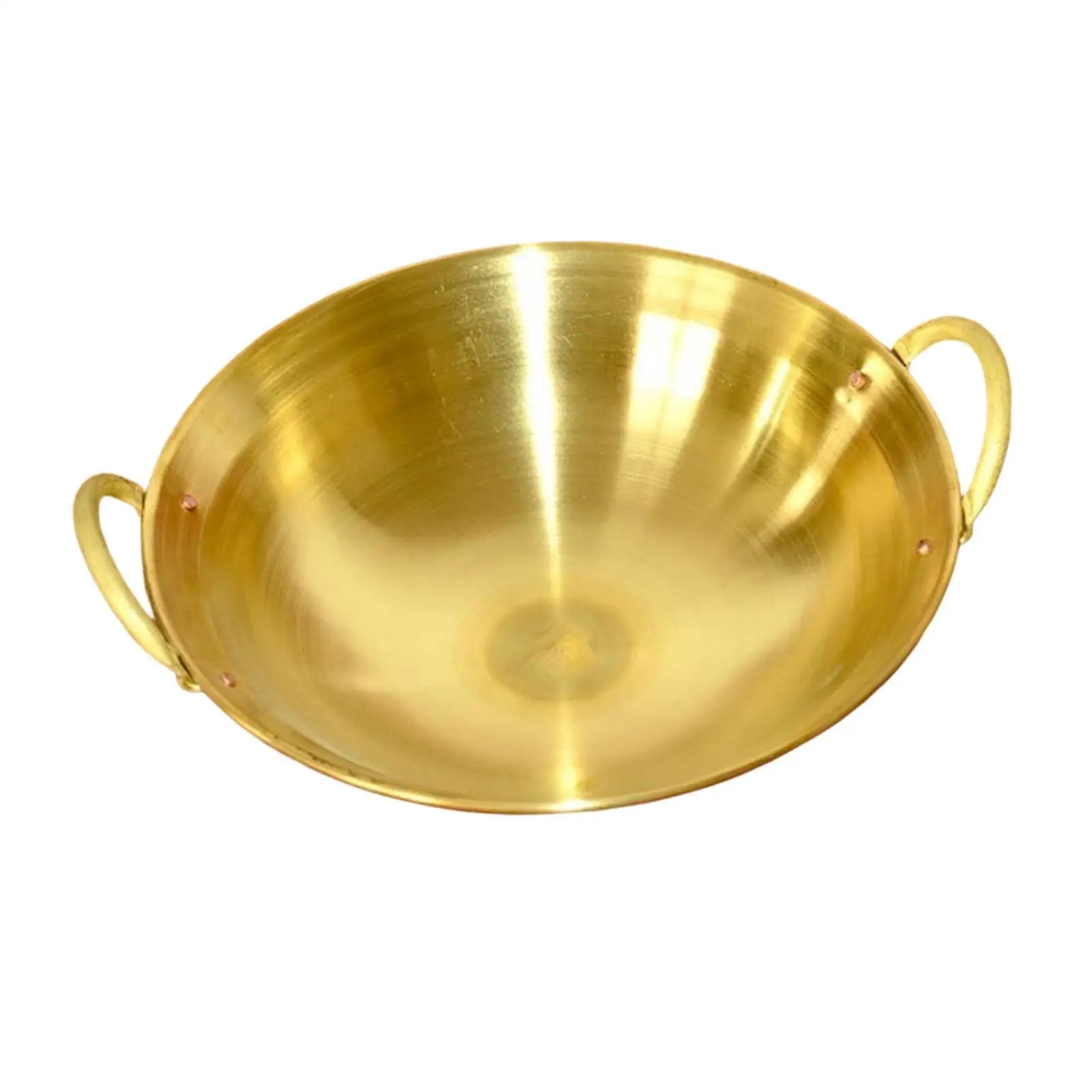Brass Hot Pot Soup Pot Multifunctional with Double Handles Easy to Clean Cookware Wok for Kitchen Family Gathering Household