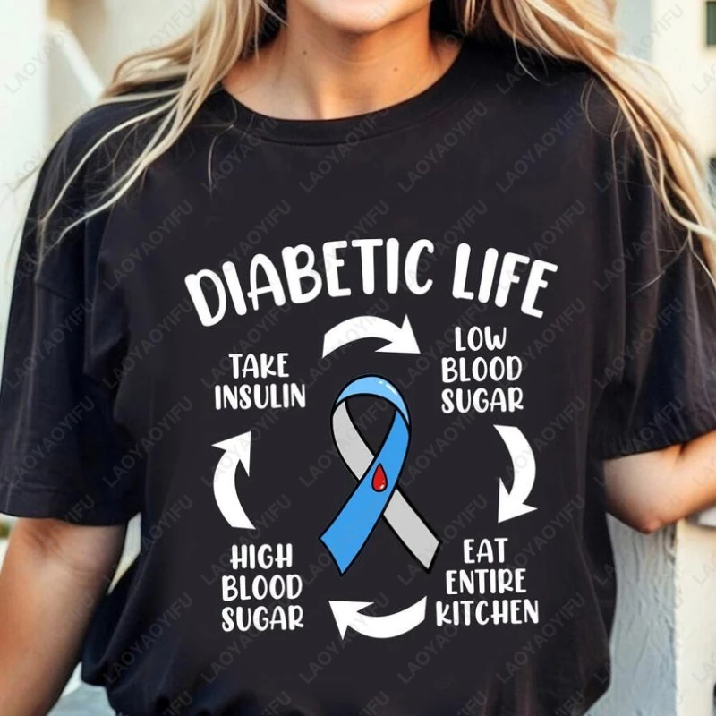 Diabetes-Awareness-Support-Diabetic-Life-November-Month-Clothing-Creative-Street-Fashion-Tshirt-Men-Women-Cotton-Breathable-Tees