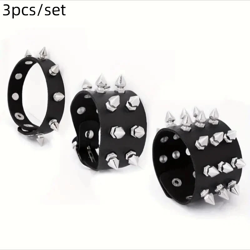 Hete Aanbieding 1 Set Punk Armbanden voor Heren Dames Punk Gothic Spijker Rivets PU Lederen Armband Bangles Hip Hop Party Sieraden Cadeau