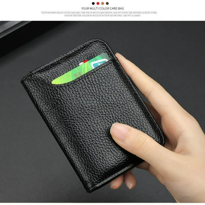 Men Bank Card Wallet Black Small Cash Purse Coffee Portable Coin Pouch Lightweight Thin Card ID Holders Outdoor Carry Pocketbook