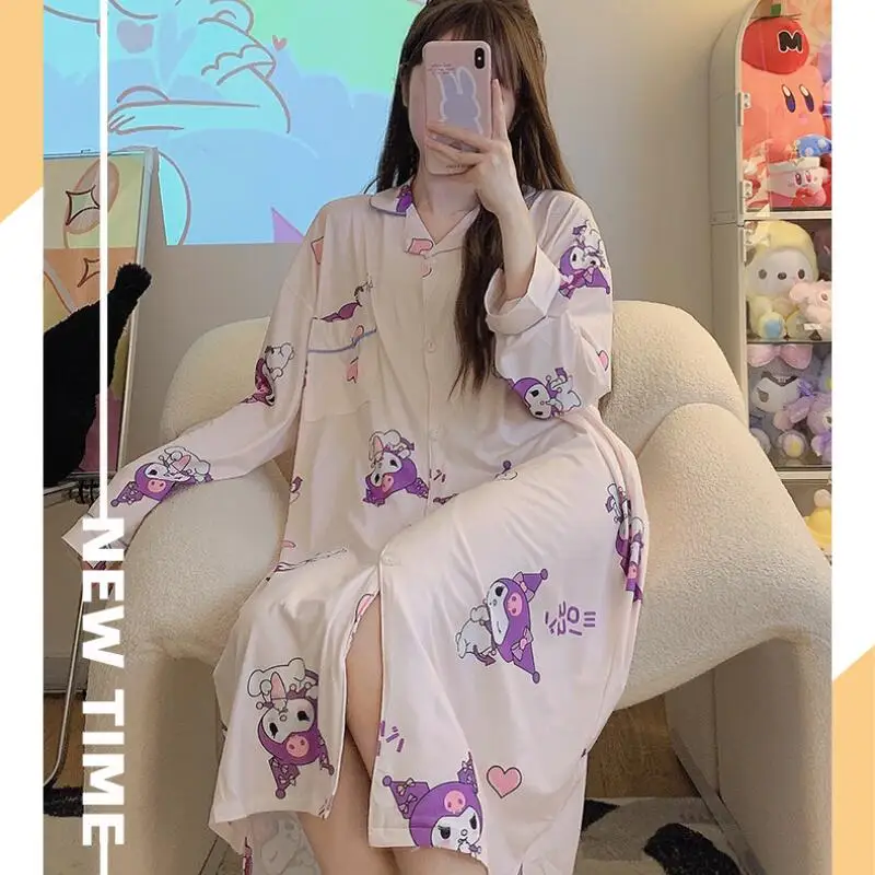 بلدي ميلودي فتاة شابة سترة النوم تنورة Kawaii الكرتون طالب طويلة الأكمام منامة الترفيه Homewear فستان نمط جديد #2