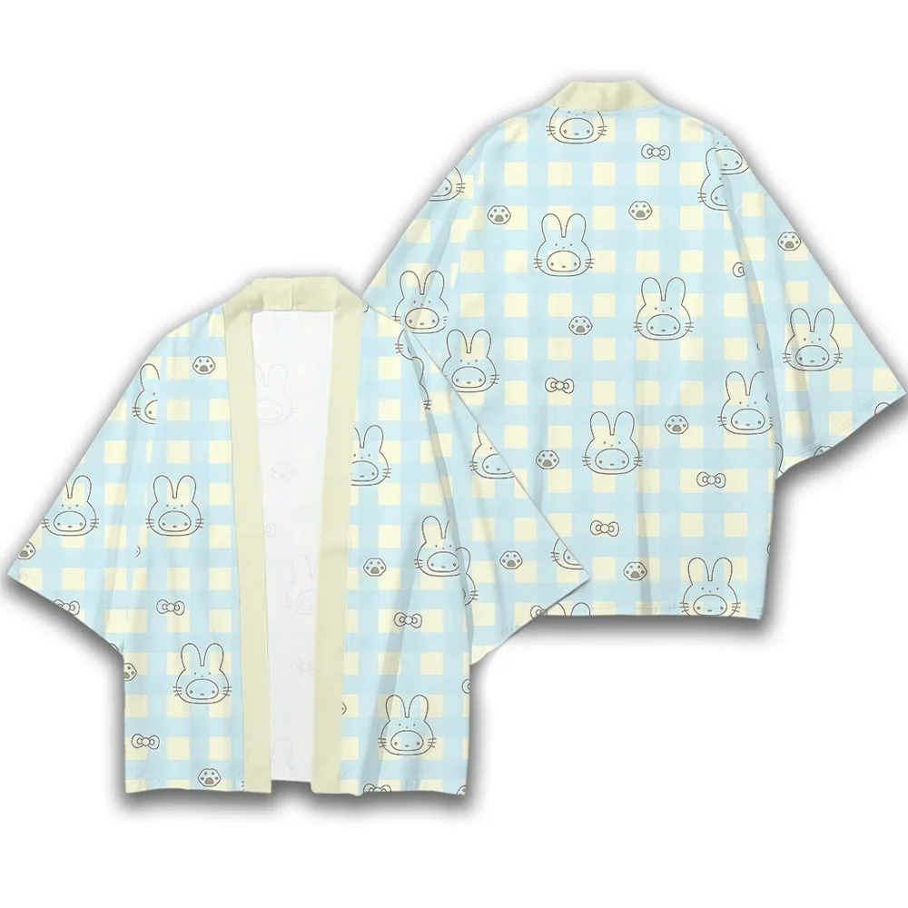 Hot Selling Fruit Feather Woven Cardigan Cape, Cat Digital Printed Wide Sleeves, Seven Quarter Sleeves, Kimono and Taoist Robe