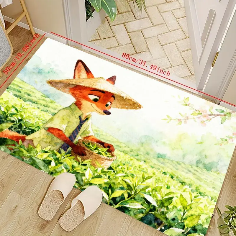 

1 шт. Zootopia Nick Wilde Fox акварельный коврик для сбора чая, 80x50 см, нескользящий впитывающий коврик для прихожей, мультяшное аниме-животное
