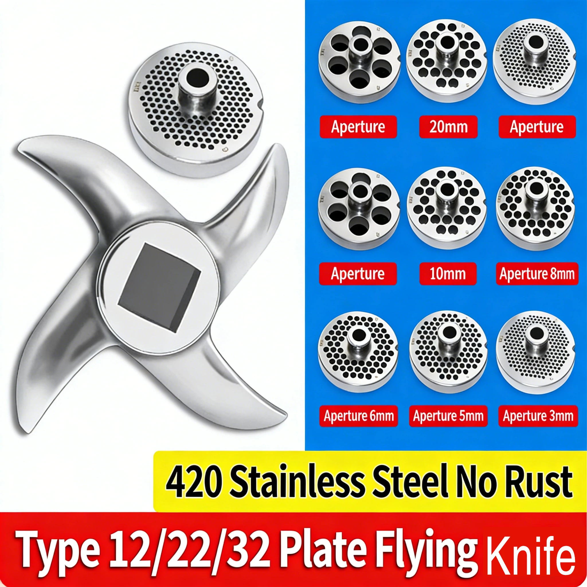 

Meat grinder blade Accessories General Type 12 Type 22 Type 32 Blade tip Set Round knife grate Stainless steel Blade