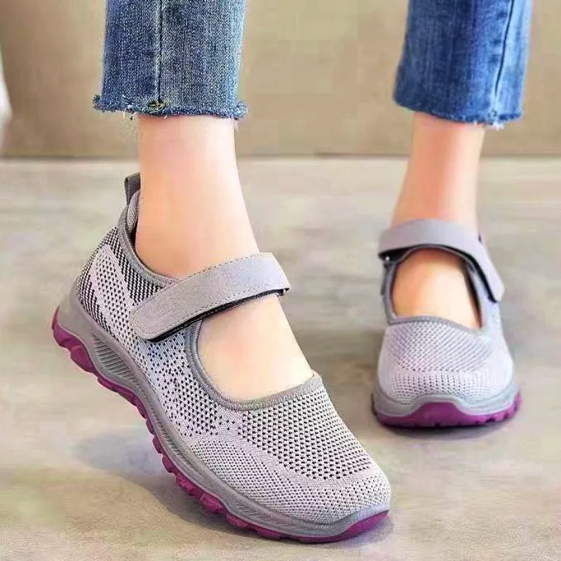 Mesh Damenschuhe Sommer neue flache Mund atmungsaktive weiche Sohle Sportschuhe rutsch feste verschleiß feste Einzels chuhe