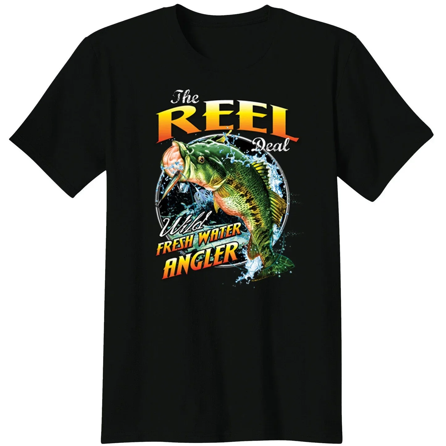 The Reel Deal Wild Freshwater Angler Funny Bass Fishing T Shirt New 100% Cotton Short Sleeve O-Neck T-shirt Casual Mens Top