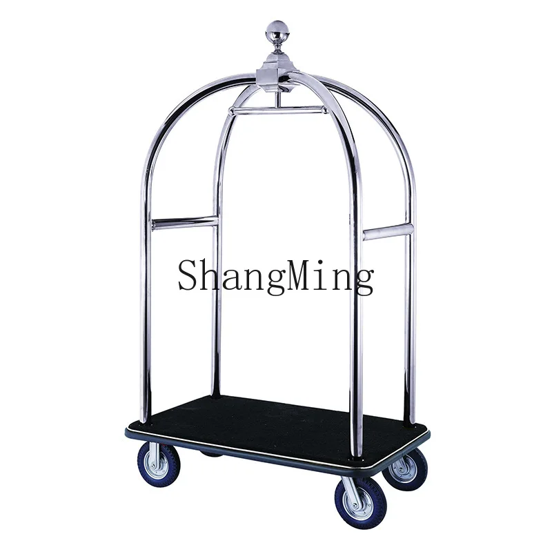 

SM new high-end large gold top stainless steel luggage cart hotel lobby hotel trolley