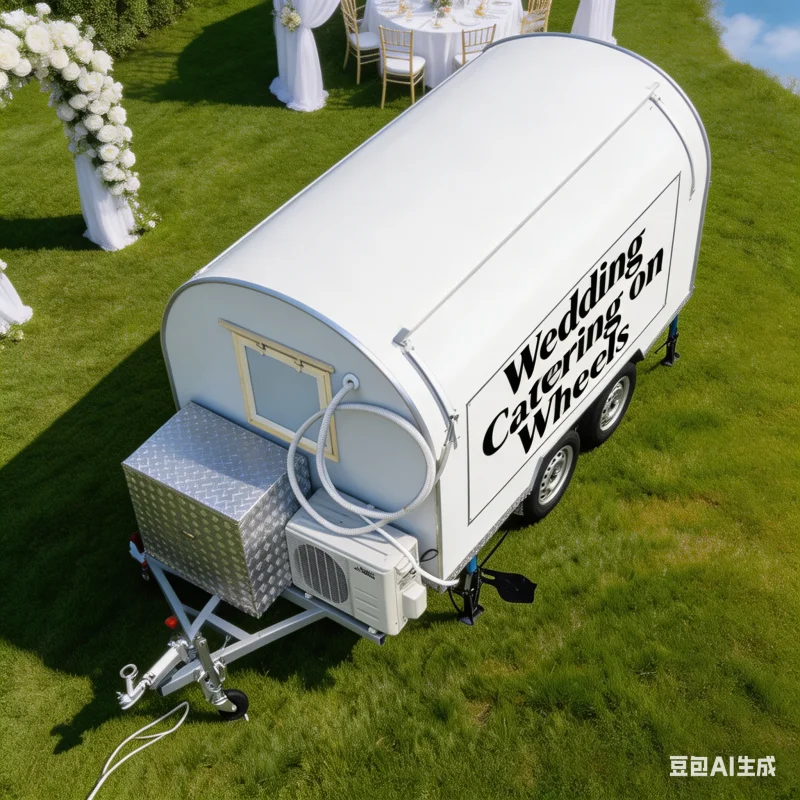 Round Food Trailer Concession Cart Mobile Kitchen Durable Floor Material Anti Bacteria Surface For Safe Food Prep Environment