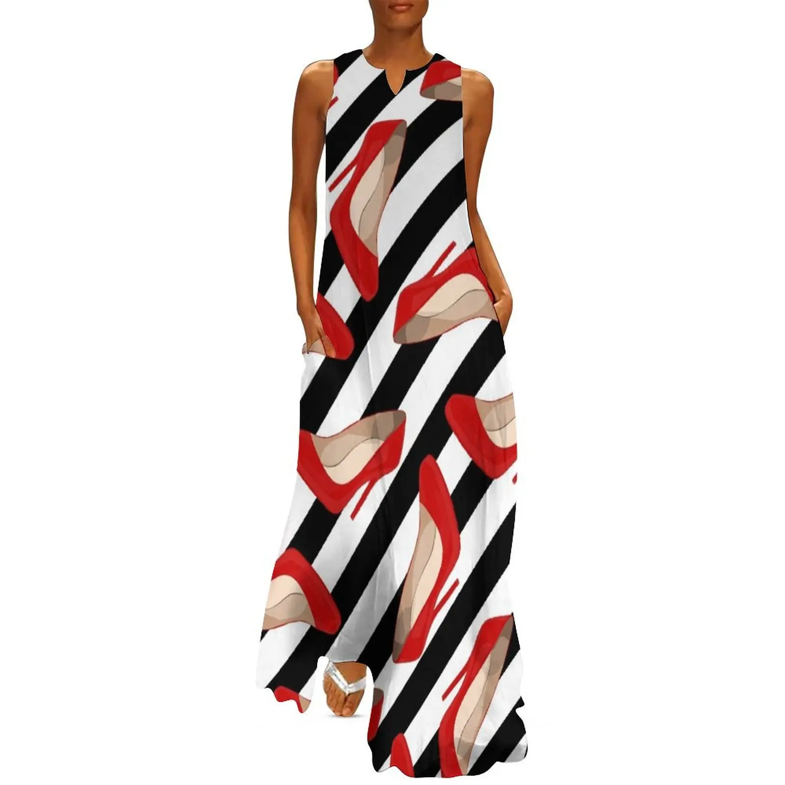 

Fashion pattern with red heels Long Dress loose women's dress summer dress woman 2025