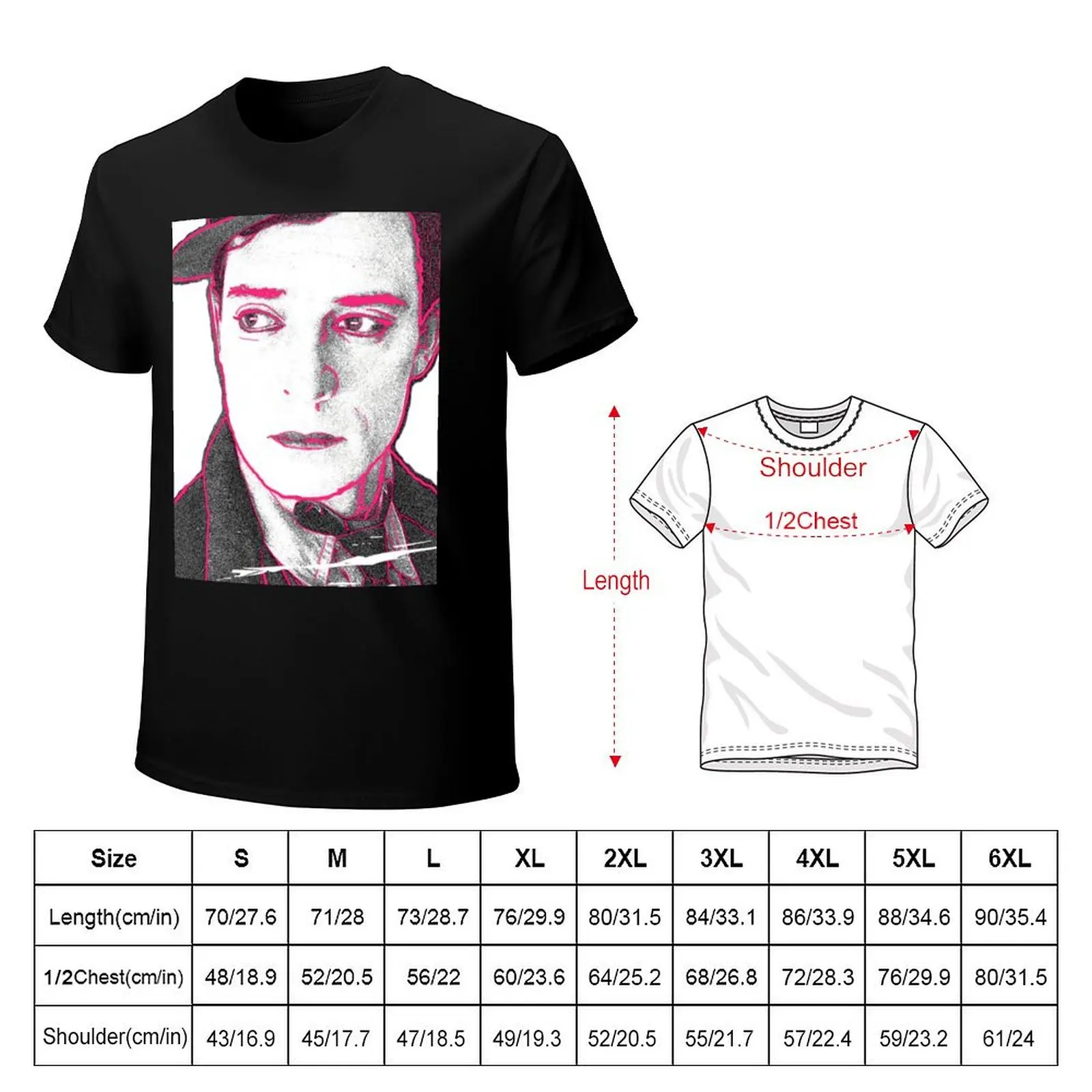 Buster Keaton Pink Highlights Pop Art Digital Painting, Single and Repeating Pattern T-Shirt Moisture Wicking Athletic T-Shirt