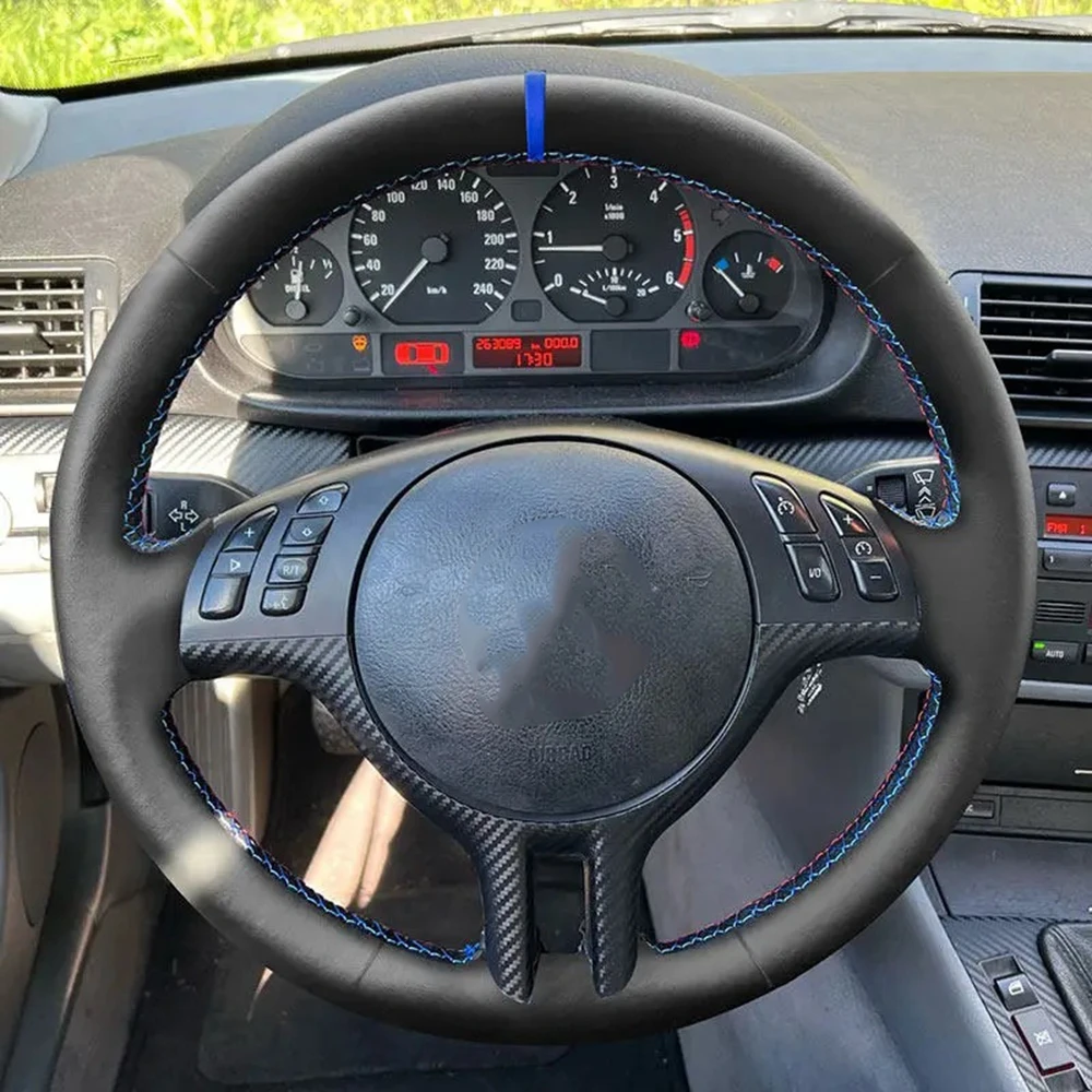Car Steering Wheel Cover Hand Braid Microfiber Leather For BMW 3 5 Series E46 E39 X5 E53 Z3 E36 Auto Interior Accessories
