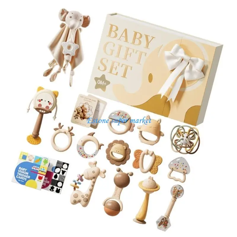 090B 14 Chiếc Đồ Chơi Lục Lạc Cho Bé Phát Triển Giác Quan Bộ Quà Tặng Kèm Miếng Dán Trống Lắc Cho Trẻ Sơ Sinh Tay Cầm Đào Tạo Và