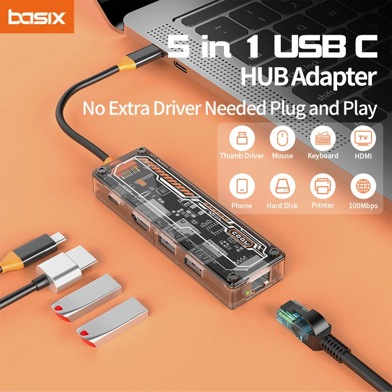 

USB C Hub to 4K HDMI-Compatible USB Type C Charging Dock for MacBook Samsung S20Dex iPad TV Nintendo type c docking station