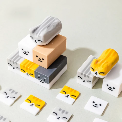 Imagen 1 del producto Borradores de animales Kawaii bonitos, estilos aleatorios de gato, perro, diversión, limpiar, menos Debri, suministros de papelería de oficina para regalo de estudiantes