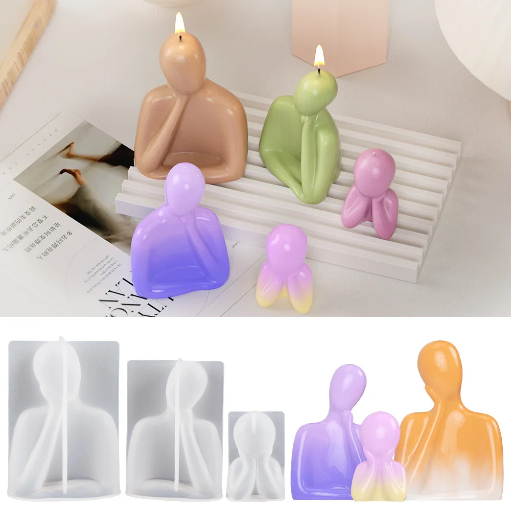 Simple Style Human Family Candle Silicone Mould Easy Demold Mummy Daddy Gypsum Child Resin Mold Father’s Day Decor Gifts for Mom