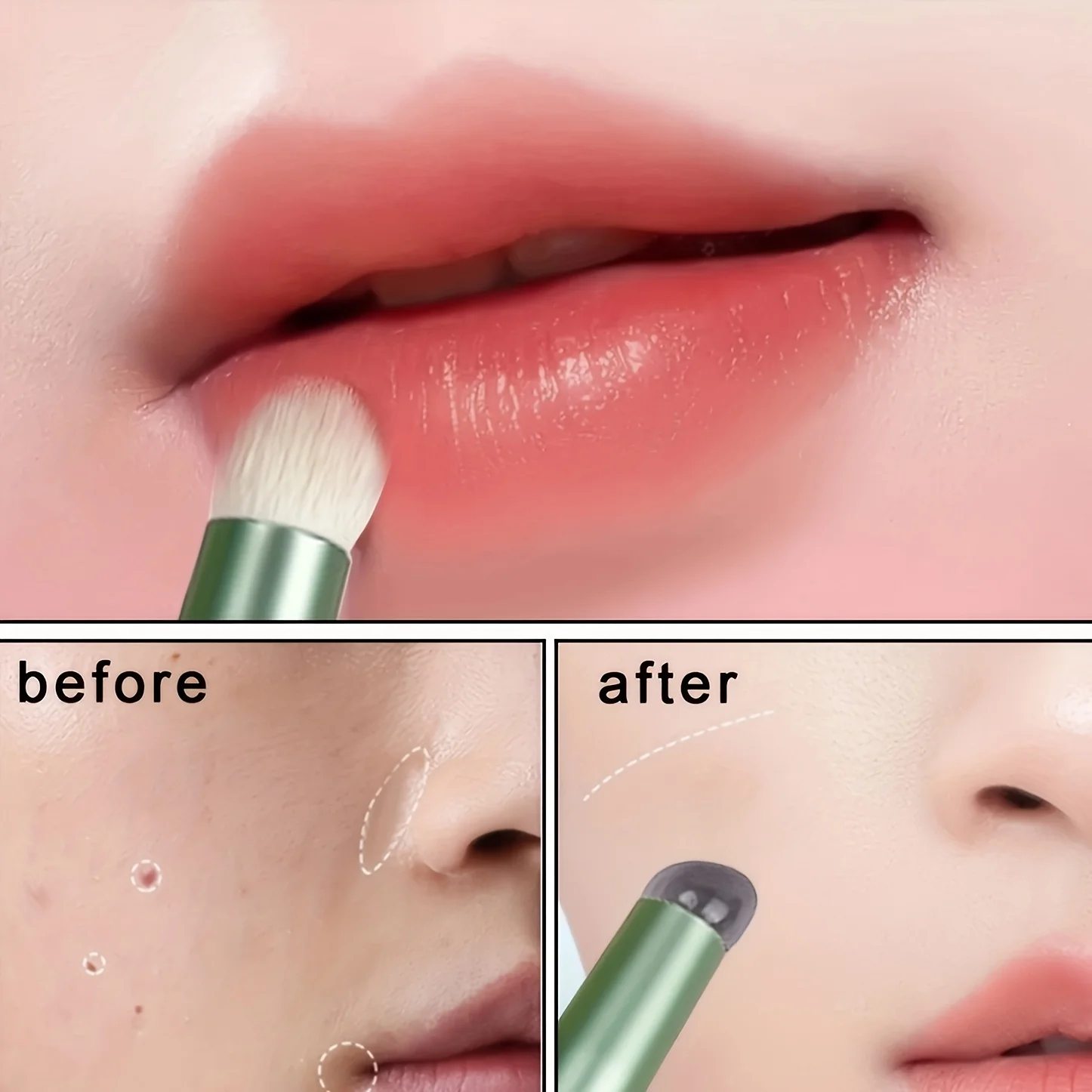 New Double-headed Jelly Silicone Lip Brush with Soft Fiber Hair Concealer MultiFunction Brush Eye Blooming Makeup Brushes