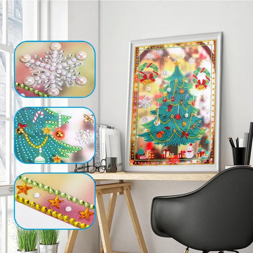 Christmas Tree Diamond Painting Special Shaped Diamond DIY 5D Partial Drill Cross Stitch Kits Crystal Rhinestone Picture Arts