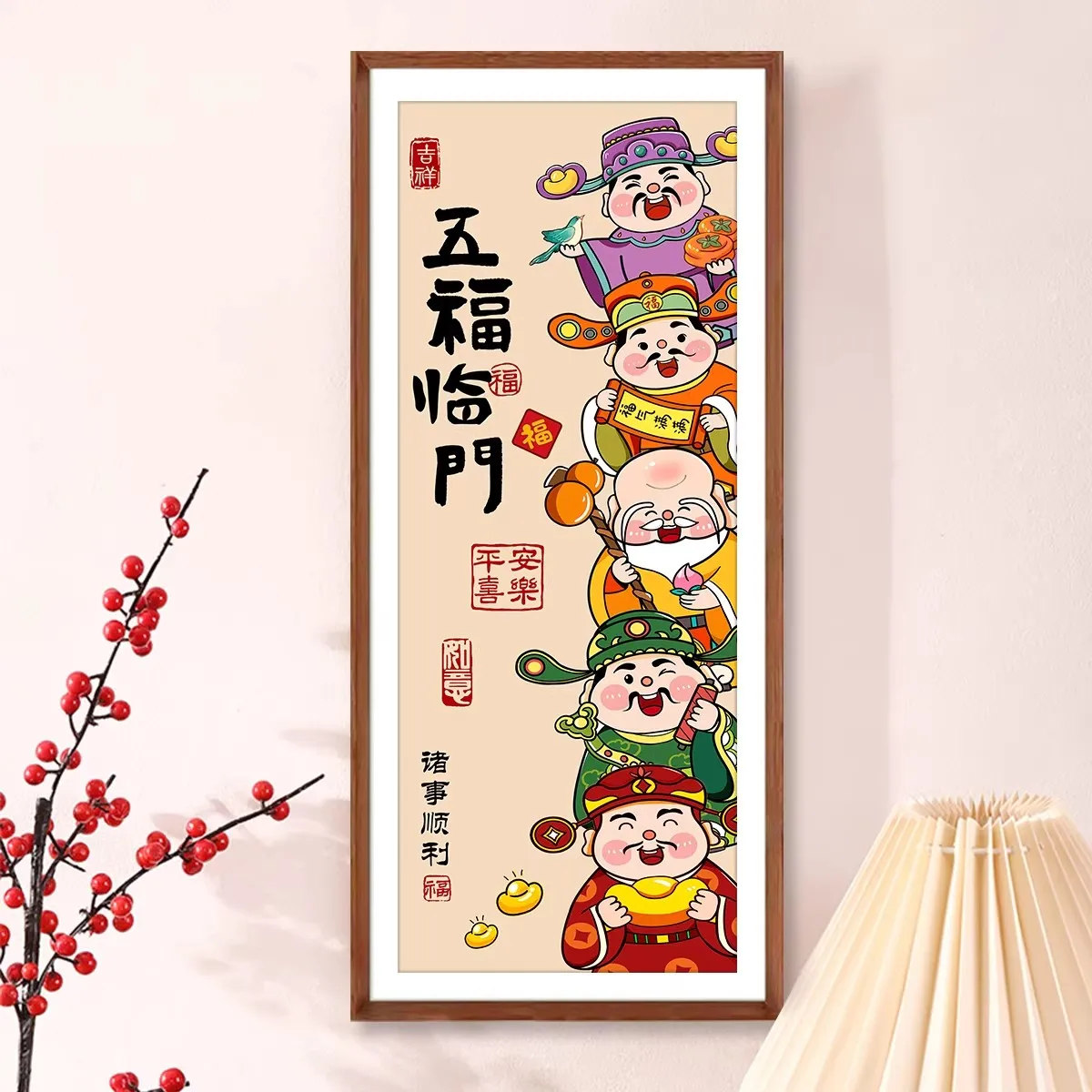 

9ct 11CT The Five Blessings Arrive Embroidery DIY Printed Kits Cross Stitch Needlework Set Home Decor Crafts 28 Colors