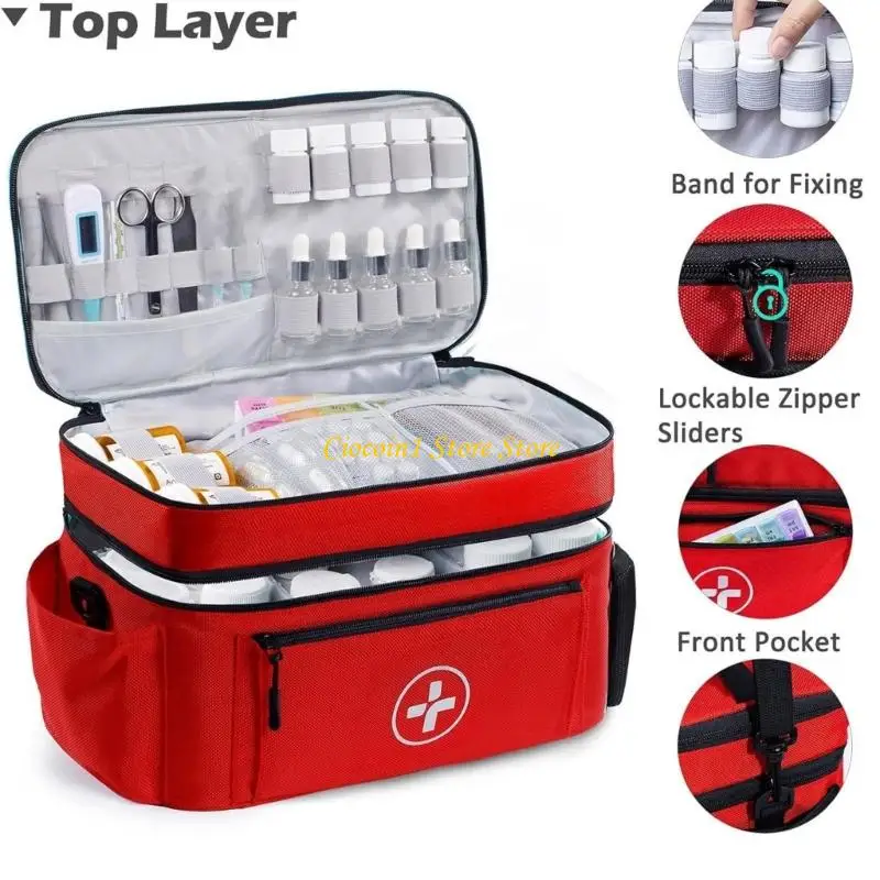 A3PC Multiple Pocket First Aid Organizers Tas Double Lay Layer Waterproof Emergency