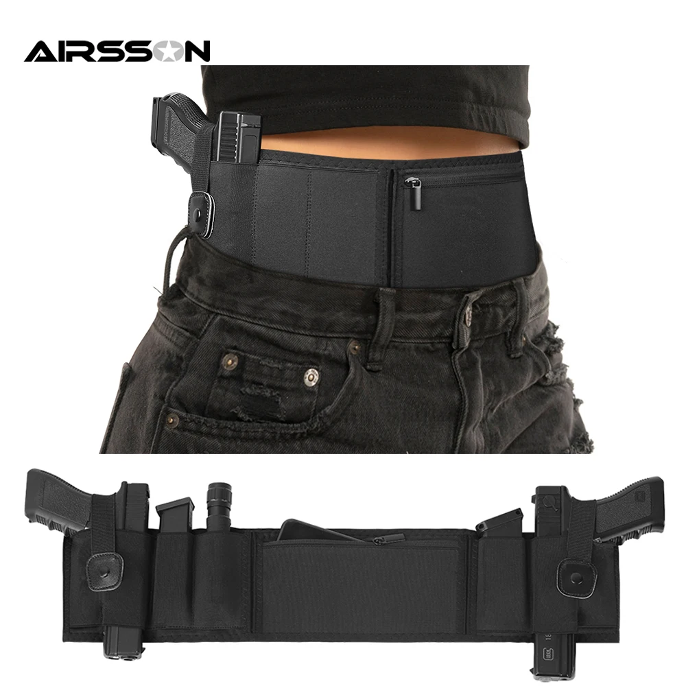 Universal Belly Gun Holsters Tactical Concealed Carry Handgun Pistol Holder Magazine Bag Adjustable Belts Waist Pistol Holster