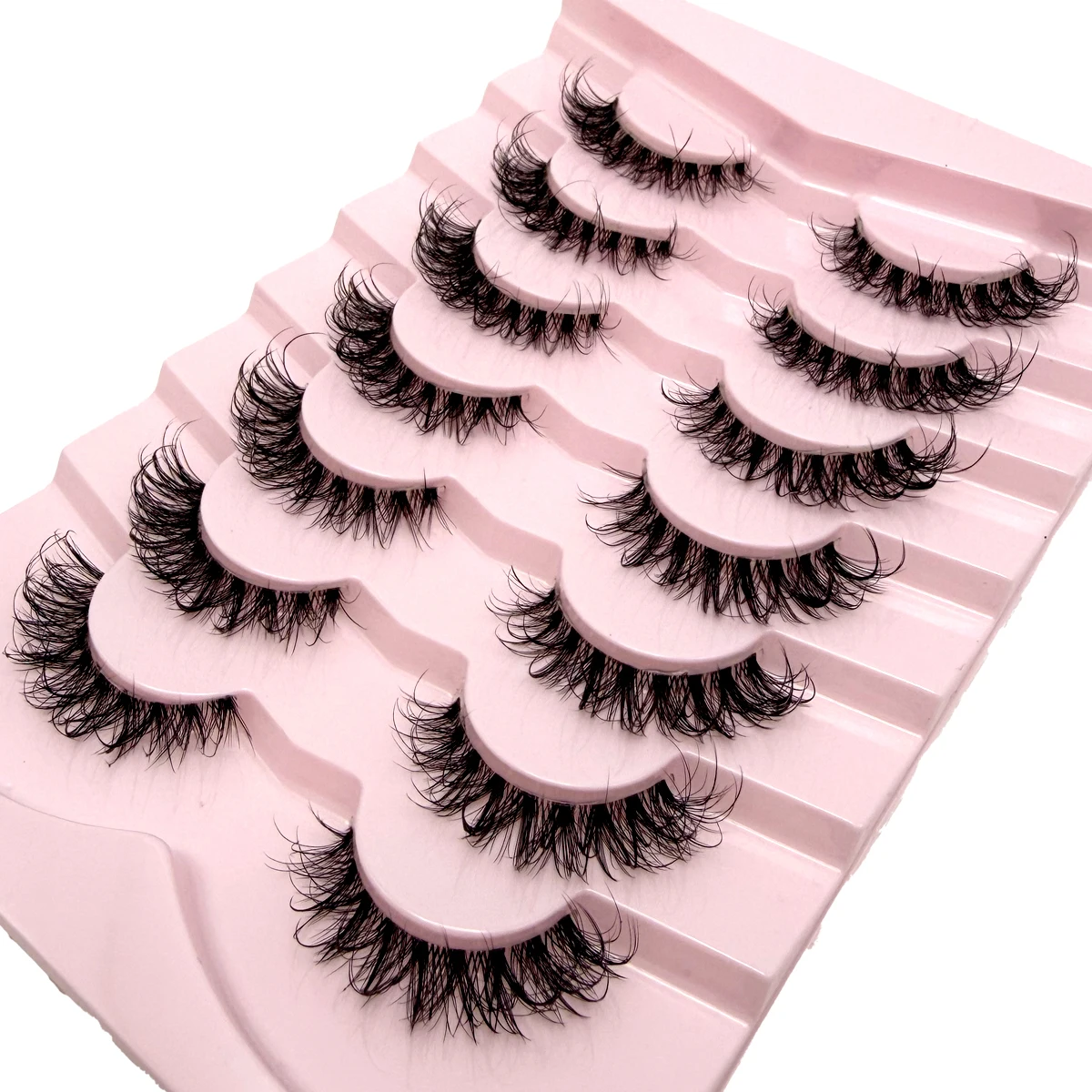 7 أزواج من الرموش الشفافة Y2K على طراز Lachses الجنية رموش أنيمي شائكة رموش مانغا Wispy ذات مظهر رطب طبيعي رموش ثلاثية الأبعاد من المنك #3