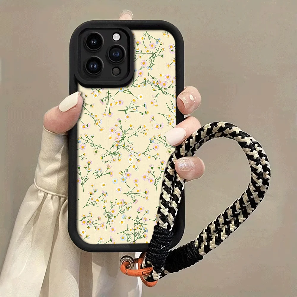 Cremegelbe Gänseblümchen-Handyhülle mit Trageschlaufe für Samsung Galaxy Note 20 Ultra S24 S25 S26 Plus S24 S23 FE S23 S24 S25 Ultra Cover – Detail 3