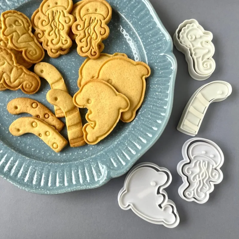 Ocean Seahorse Dolphin Octopus Cookie Cutter Mold Sea World Jellyfish Birthday Party Decoration DIY Cake Biscuit Baking Tool
