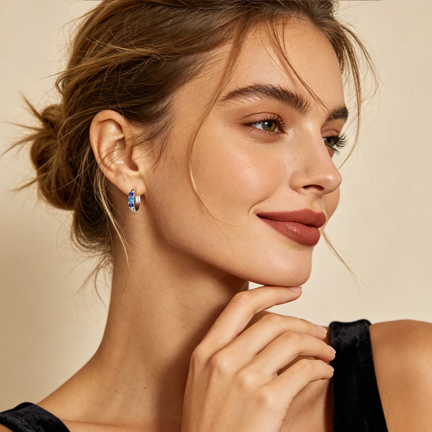 PANPOKI S925 Sterling Silver Purple Simple Dreamy Earrings Hoop Earrings Women Jewelry Original Party Trendy Anniversary Gifts