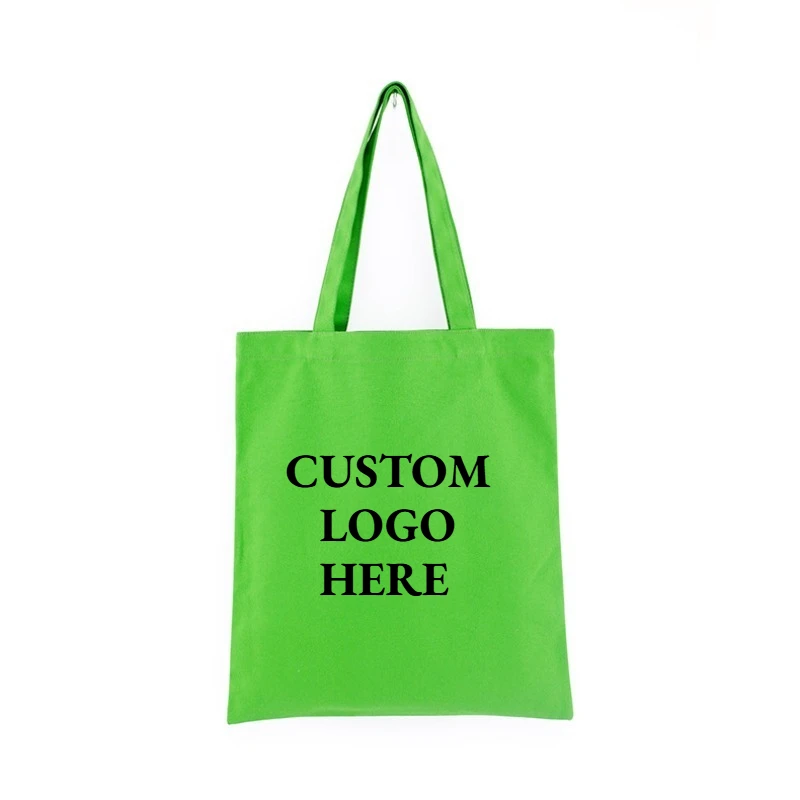 Custom Print Logo Solid Color Blank Color Hand-held Canvas Bag Shopping Eco-friendly Bag Ins High-end Shoulder Canvas Bags