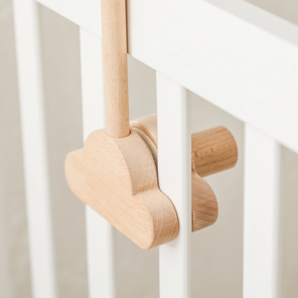 Baby Wooden Bedbell Bracket 0-12 Months Wooden Mobile Bed Bell Bracket Newborn Cloud Bed Bell Hanging Toys Newbaby Rattle Toys