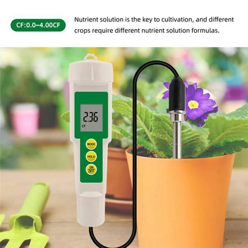 Digital Jardim Planta Temperatura do Solo Condutividade Tester com sonda, Medidor de solo, EC-3185, 3 em 1, CE, TDS, CF