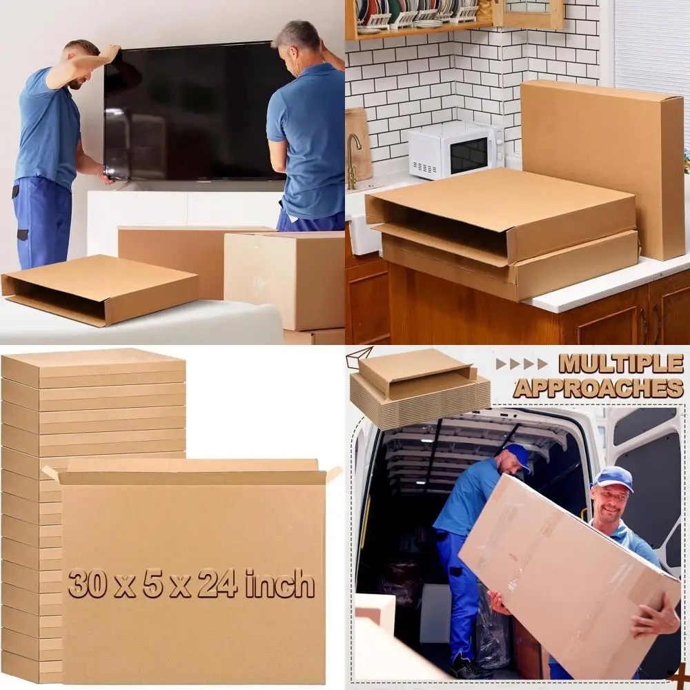 

15-Pack Side Load Cardboard Boxes 30L x 5W x 24H - Perfect for Moving, Storing, Packing TVs, Pictures, Mirrors, and Art
