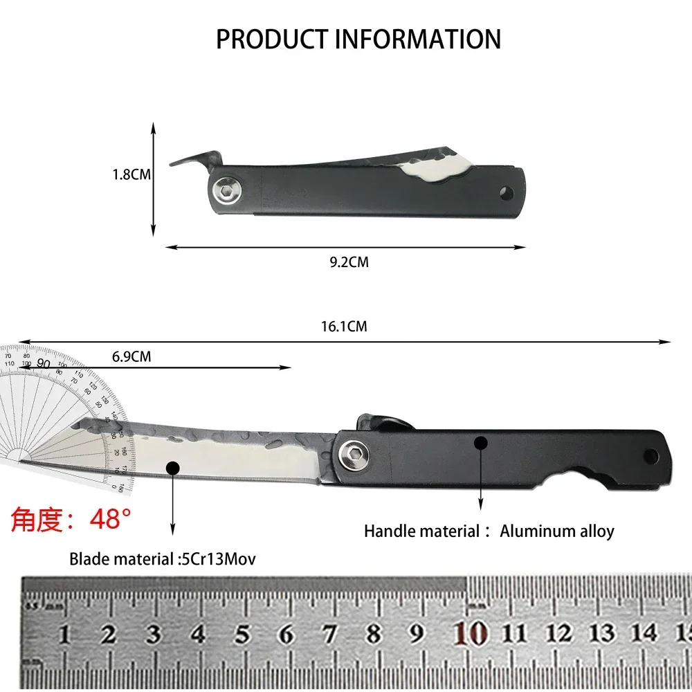 Folding Mini Pocket Knife With PU Sheath Tanto Blade Aluminum Alloy Handles Tactical Outdoor Hunting Self-defense Tool Knives