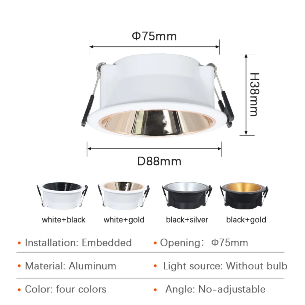 Gorąca wyprzedaż modułu LED MR16 biała czarna reflektory Led aluminiowa okrągła rama Led typu Downlight Gu10