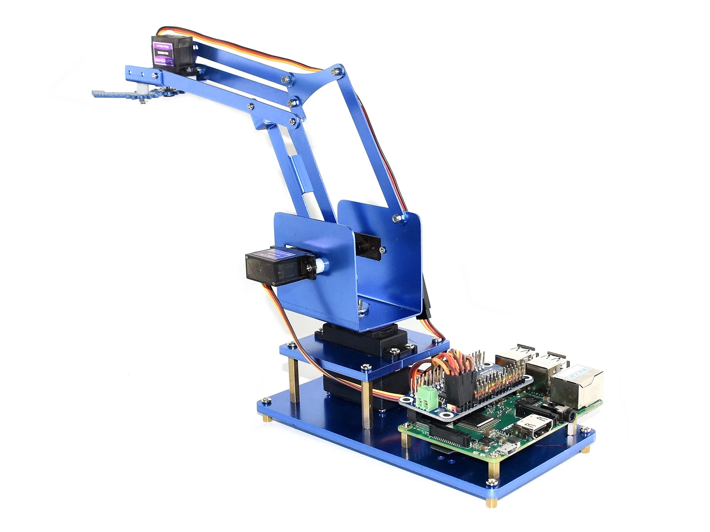 Robotarm voor Pi, 4-DOF metalen robotarmset voor Raspberry Pi, Bluetooth / WiFi-afstandsbediening
