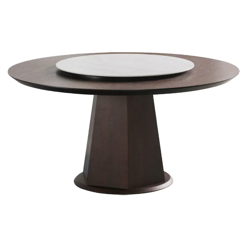 Modern Design Dining Room Set Solid Wooden Round Dining Table Round Rotary Marble Top