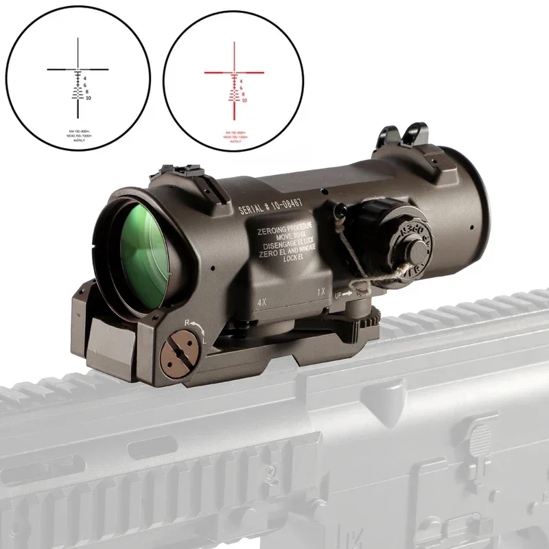 

Tactical DR 1x-4x Wide Angle Fixed Dual Purpose Rifle Scope Red illuminated Reticle With Full Marking For Rifle Hunting Shooting