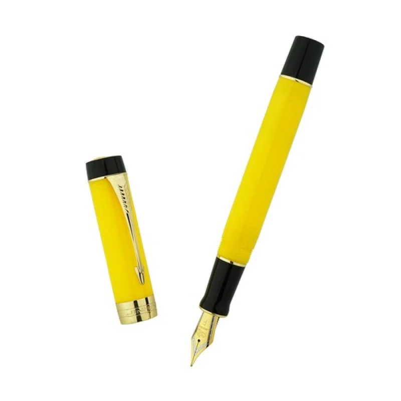

A+ Jinhao 100 Acrylic Fountain Pen Gold Clip EF/F/M Nib Yellow Writing Gift Pen