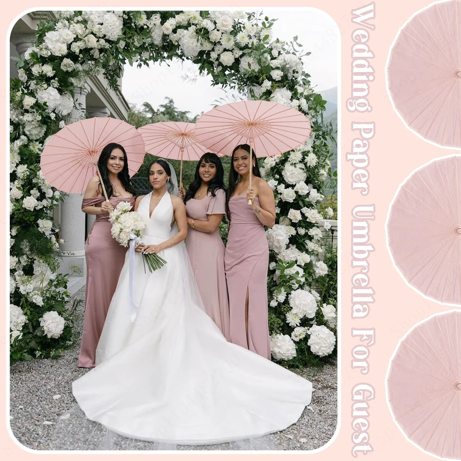 24Pcs 33inch Customized Wedding Paper Umbrellas Colorful Paper Parasol Umbrellas Wedding Party Favor for Guests Wedding Gift