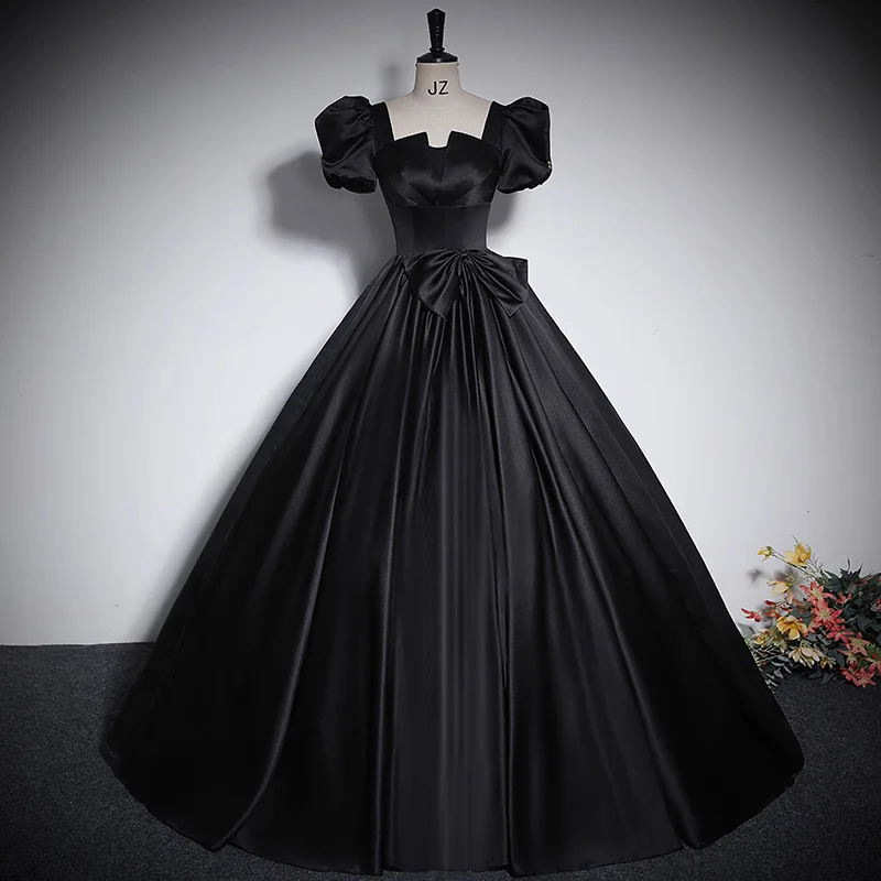 Satin Quinceanera Dresses New Elegant Floor-length Puffy Prom Dress With Short Sleeve Classic Simple Ball Gown Customized