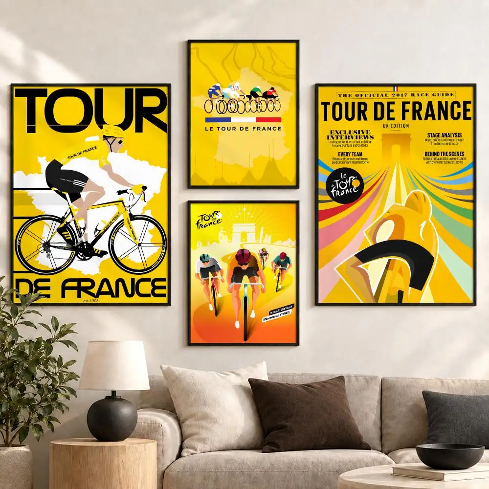 Vintage Tour de France bicycle Classic Cycling Scene Poster Aesthetic Art Print for Bedroom & Living Room Decor, Unframed